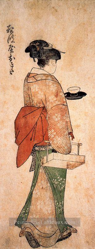 okita la maison de thé fille 1 Kitagawa Utamaro ukiyo e Bijin GA Peintures à l'huile